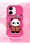 Poco C65 Compatible Case Camera Protector Red Silicone Couple Phone Case Panda Pattern - 2
