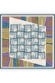 Sura Pure Silk Scarf 9534 - 01 Blue Purple Oil Green Abstract Pattern - 3