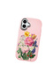 iPhone 16 Plus Compatible Case with Camera Protection Pink Silicone Couple Phone Case with Floral Pattern - 3