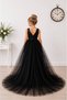 Girl's Black Sequined Wrap Halloween Party Dress - 2
