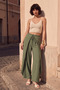 Women's Trousers with Tie Front Detail - Olive - 3