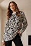 Zebra Patterned Knitwear Tunic R7186 Ecru - 2