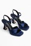 Milena Navy Blue Satin Cross-Strap Platform Heels. - 4