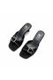 Black Suede Buckle Women's Goblet Heeled Slippers