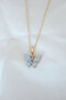 Gold Color Plated Ice Blue Color Pearlescent Butterfly Necklace