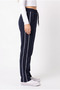 Women's Navy Blue Double Ribbed Straight Leg Sweatpants High Waist Comfortable Fit Casual Sports - 5