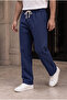Men's Navy Blue Muslin Look Baggy Sweatpants Loose Fit Comfortable Oversize