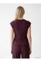 Original Oval Collar Ruffled Textured Blouse - 4