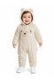 Sweet Teddy Bear Embroidered Welsoft Plush Hooded Zippered Winter Unisex Baby Romper