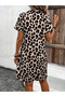 Women's short sleeve lapel leopard print supreme dress - 3