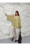 Women's Hakim Collar Brit Buttoned Fringe Detailed Wide Sleeve Jacket Kimono 0133 - Green - 3