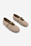 Women's Stoned Blunt Toe Banded Ballerinas Belris Beige Suede - 5