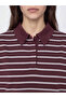 Ecru Polo Collar Striped Women's Sweatshirt Tunic - 3