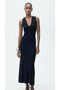 Women's Sleeveless V-Neck Long Knit Dress - 4