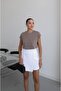 White High Waist Double Breasted Linen Shorts Skirt - 4