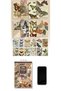 Scrapbook and Junk Journal Sticker Set 50 Sheets Vintage Butterfly and Nature Atlas - 30 Stickers + 20 Mats - 3