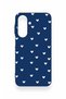 Samsung A27 Compatible Mini White Heart Navy Blue Patterned Silicone Case - 2