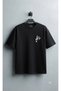 Unisex Black Note Melody Printed Oversize Fit Crew Neck Premium T-Shirt with Chest Detail