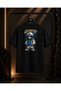 Unisex Legend Bear Back and Front Printed 100% Cotton Oversize Crew Neck Short Sleeve T-Shirt Black
