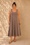 Women's Wide Collar Lyocell Soft Textured Stretchy Dress with Elastic Straps - 4