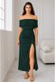 Women's Madonna Collared Waist Gathered Side Slit Midi Sandy Dress