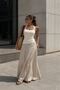 Women's Ecru Halter Neck Square Collar Gathered Ribbed Slim Fit Blouse