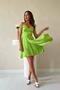 Women's Green Strappy V-Neck Jacquard Asymmetrical Hem Mini Dress - 2