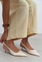 Rovia Beige Satin Pointed Toe Thin Heeled Women's Shoes - 3