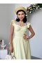 Women's Sari Midi Dress Plaid Patterned Lace Collar Ruffle Sleeves Flounces - 5