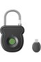Smart Fingerprint Padlock with Emergency USB Port (black), waterproof quick-unlock locker lock.