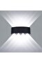 8W waterproof modern sensor wall lamp, top and bottom LED lighting, ABS wireless magnetic lamp, no wiring, tri-color (black). - 4