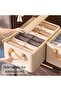 Two-piece canvas storage box set with transparent lids, suitable for storing clothes or bedding, beige. - 5