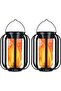 2-Pack Outdoor Solar Flame Effect Hanging Lanterns for Garden & Patio