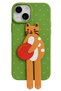 iPhone 15 Compatible Soft Touch Silicone Phone Case with Stand and 3D Cat Figure