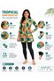 Women’s Modest Two-Piece Swimwear Set with Tropical Leaf Print Long-Sleeve Zip Tunic and Full-Length Black Leggings - 3
