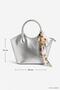 Scarf Detailed Handbag 9344 Silver - 4