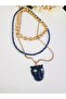 Triple Detachable Panther Lapis Lazuli Natural Stone Steel Combination Necklace - 3