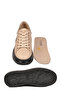 Beige Premium Genuine Leather Men's Casual Shoes Memory Sole Sneaker 6601 m - 5