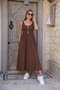 Women's Strappy Round Neck Side Slit Long Viscose Dress - 2