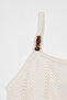 Halter Necklace Beaded Detail Strappy Tricot Top Ham Ecru - 3