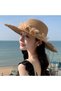 Wide-brimmed soft gauze hat for women, sun protection, lace floral folding beach hat, UV protection, travel, summer, outdoor. - 3