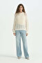 Oversize Knitted Detailed Cotton Tunic - Cream