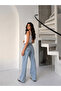 Ice-Snow Back Embroidered Belt Buckle Tube Cuff Pants Jeans - 3