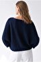 7044 Women's Seasonal Thin Boat Neck Bat Sleeve Knit Sweater Navy Blue - 6