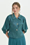 Stone Detailed Skirt Jacket Set - Emerald - 2