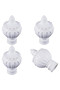 set of 4 curtain rod decorative heads, white plastic caps, suitable for 28mm curtain rods, measuring 105 x 64.6mm, for decorating curtain rods.