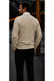 Men's Basic Winter Long Cream Sweater - 5