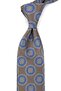 Beige Blue Motif Pattern Classic Tie with Handkerchief Kk13973