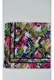 Women's Green Blue Tropical Leaf Patterned Stitched Writing Cotton Cheesecloth Scarf - 2