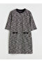 Crew Neck Patterned Mini Dress - 5